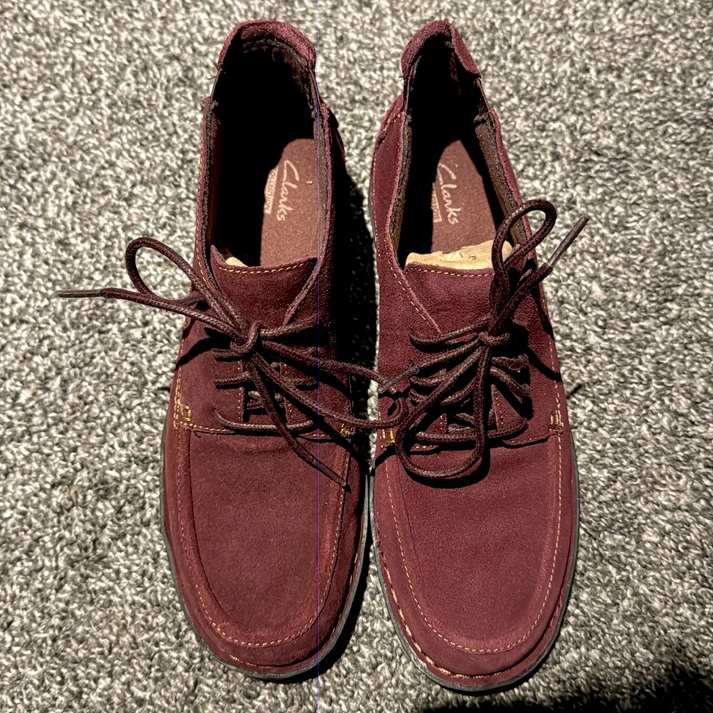 Clarks Suede Leather Nikki Class Boots in Wine - Picture 2 of 5